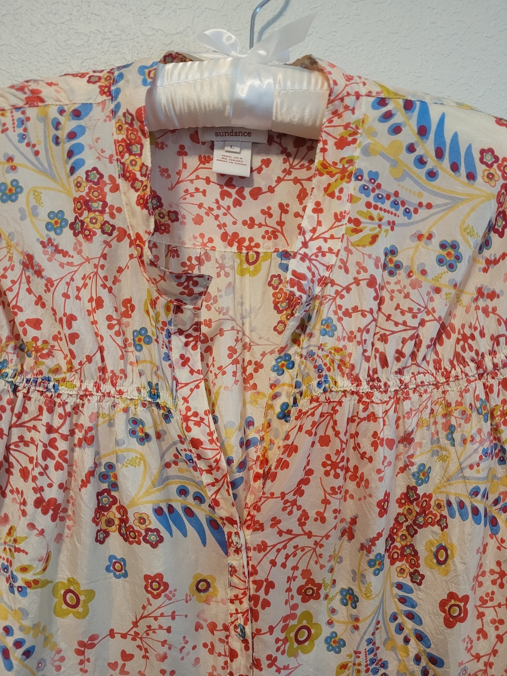 Sundance Woman Floral Peasant Blouse - Cream Multi - Picture 8 of 11